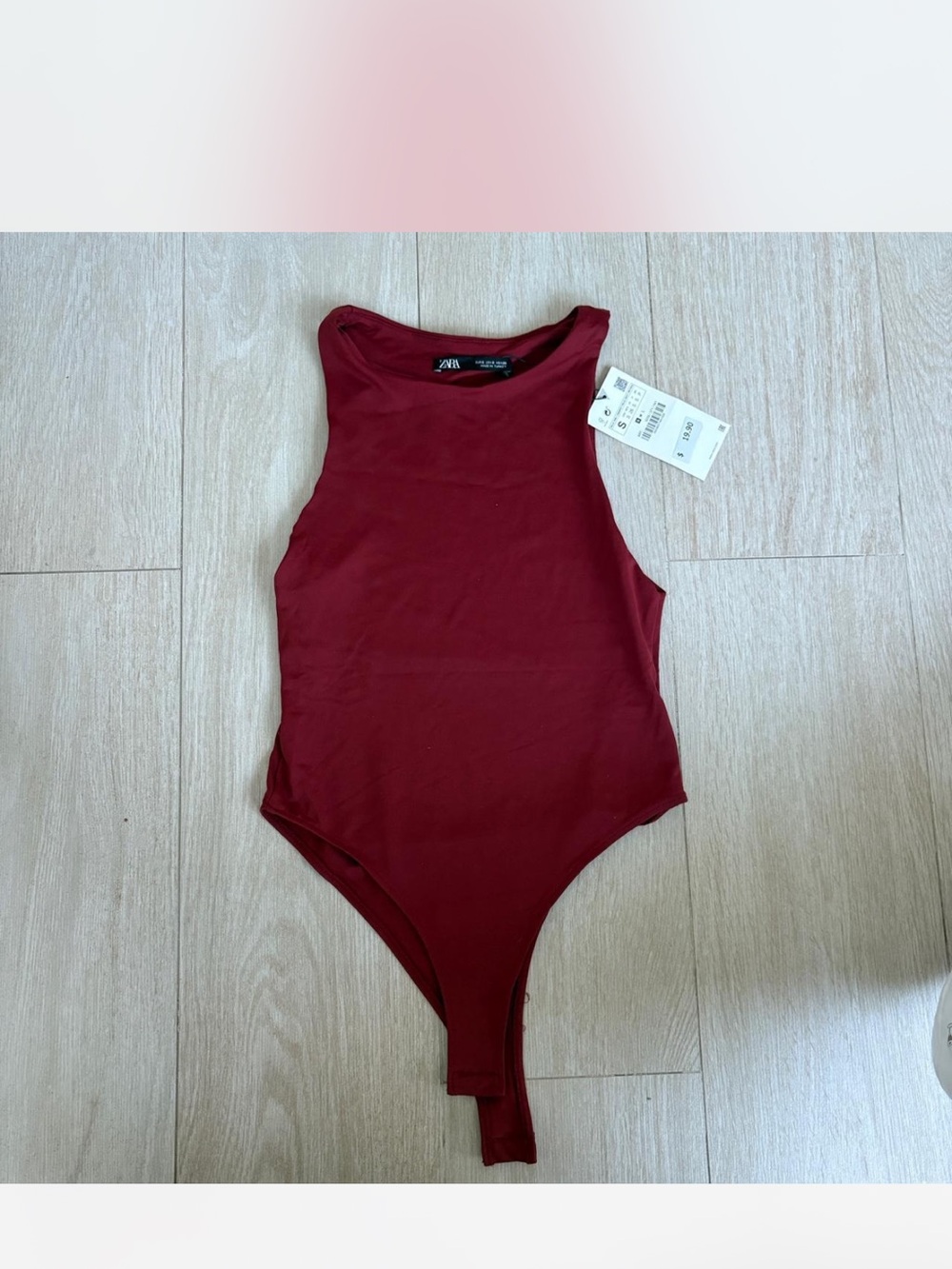 ZARA Wine Red Sleeveless One-Piece Bodysuit